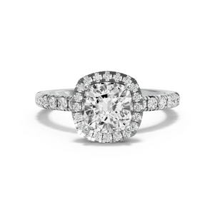 Image for Square Cushion Pave Halo Ring with French Pave band