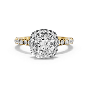 Image for Square Cushion Pave Halo Ring with French Pave band