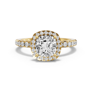 Image for Square Cushion Pave Halo Ring with French Pave band