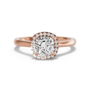 Image for Square Cushion Pave Halo Ring with Knife Edge Cathedral band