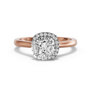 Image for Square Cushion Pave Halo Ring with Knife Edge Cathedral band