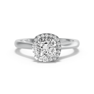 Image for Square Cushion Pave Halo Ring with Knife Edge Cathedral band