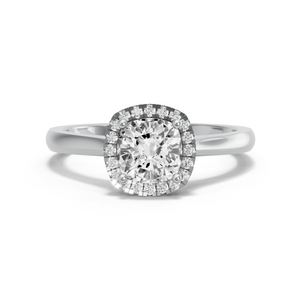 Image for Square Cushion Pave Halo Ring with Knife Edge Cathedral band in 950 Platinum
