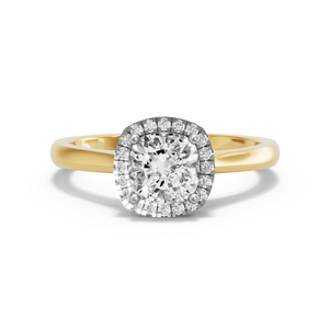 Image for Square Cushion Pave Halo Ring with Knife Edge Cathedral band