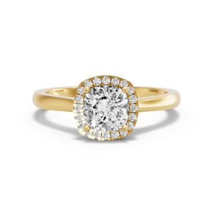 Image for Square Cushion Pave Halo Ring with Knife Edge Cathedral band