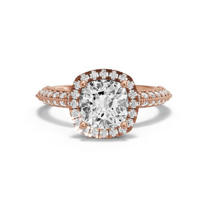 Image for Square Cushion Pave Halo Ring with Knife Edge Pave band