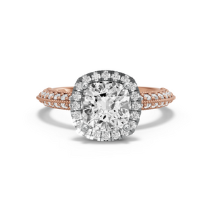 Image for Square Cushion Pave Halo Ring with Knife Edge Pave band