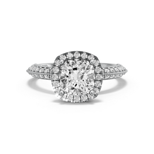 Image for Square Cushion Pave Halo Ring with Knife Edge Pave band