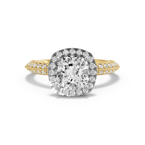 Image for Square Cushion Pave Halo Ring with Knife Edge Pave band