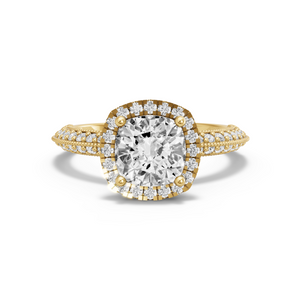 Image for Square Cushion Pave Halo Ring with Knife Edge Pave band