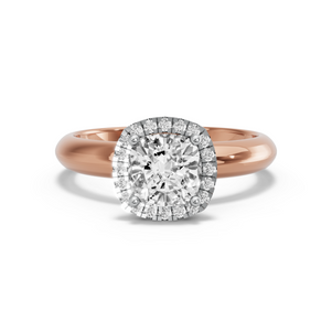 Image for Square Cushion Pave Halo Ring with Knife Edge Solitaire band