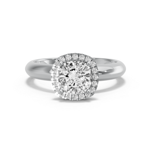 Image for Square Cushion Pave Halo Ring with Knife Edge Solitaire band