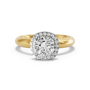 Image for Square Cushion Pave Halo Ring with Knife Edge Solitaire band