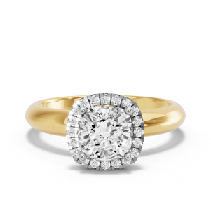 Image for Square Cushion Pave Halo Ring with Knife Edge Solitaire band