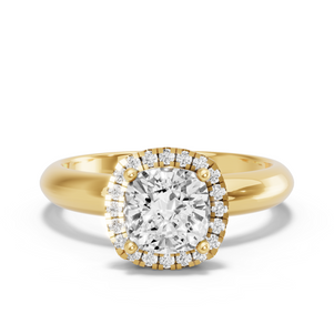 Image for Square Cushion Pave Halo Ring with Knife Edge Solitaire band