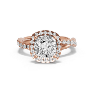 Image for Square Cushion Pave Halo Ring with Rope Pave band