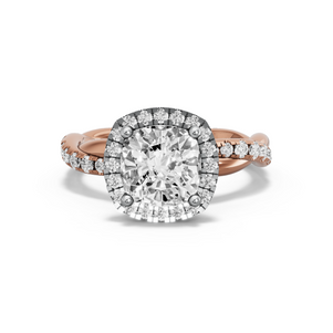 Image for Square Cushion Pave Halo Ring with Rope Pave band