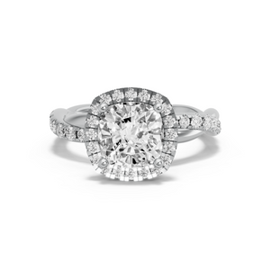 Image for Square Cushion Pave Halo Ring with Rope Pave band