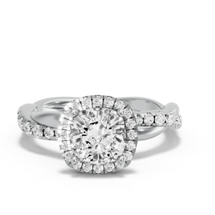Image for Square Cushion Pave Halo Ring with Rope Pave band