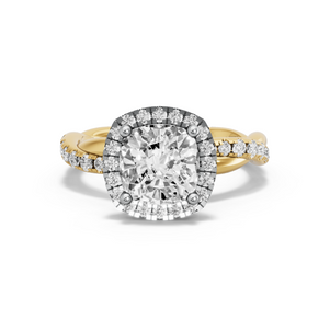 Image for Square Cushion Pave Halo Ring with Rope Pave band