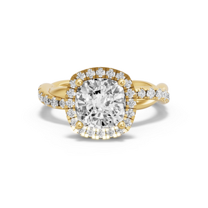 Image for Square Cushion Pave Halo Ring with Rope Pave band