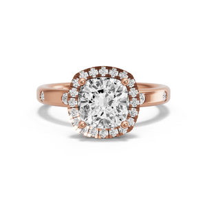 Image for Square Cushion Pave Halo Ring with Sleek Accent band