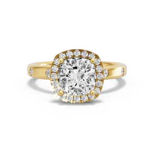 Image for Square Cushion Pave Halo Ring with Sleek Accent band
