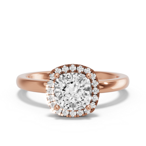 Image for Square Cushion Pave Halo Ring with Solitaire band