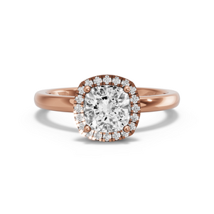 Image for Square Cushion Pave Halo Ring with Solitaire band