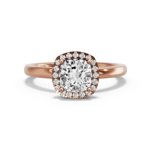 Image for Square Cushion Pave Halo Ring with Solitaire band in 18K Rose Gold