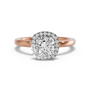 Image for Square Cushion Pave Halo Ring with Solitaire band