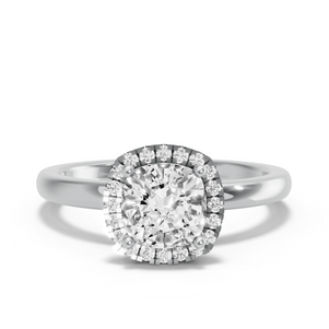 Image for Square Cushion Pave Halo Ring with Solitaire band