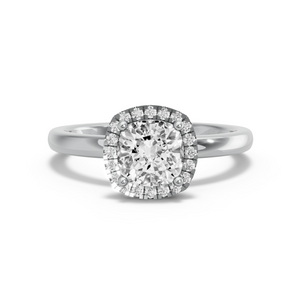 Image for Square Cushion Pave Halo Ring with Solitaire band