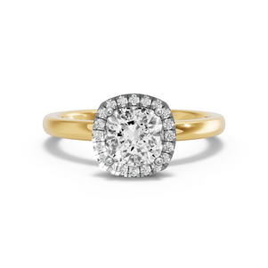 Image for Square Cushion Pave Halo Ring with Solitaire band