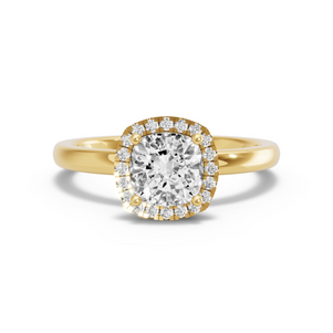 Image for Square Cushion Pave Halo Ring with Solitaire band