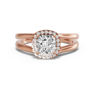 Image for Square Cushion Pave Halo Ring with Split Ring Solitaire band