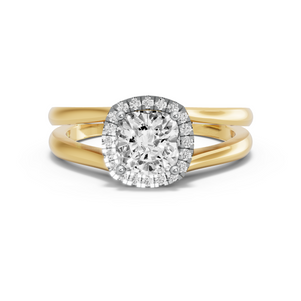 Image for Square Cushion Pave Halo Ring with Split Ring Solitaire band