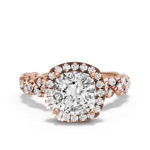 Image for Square Cushion Pave Halo Ring with Twist Pave band