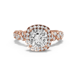 Image for Square Cushion Pave Halo Ring with Twist Pave band