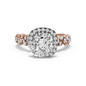 Image for Square Cushion Pave Halo Ring with Twist Pave band