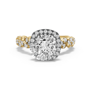 Image for Square Cushion Pave Halo Ring with Twist Pave band