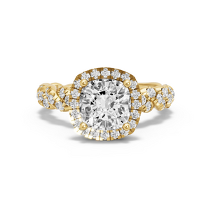 Image for Square Cushion Pave Halo Ring with Twist Pave band
