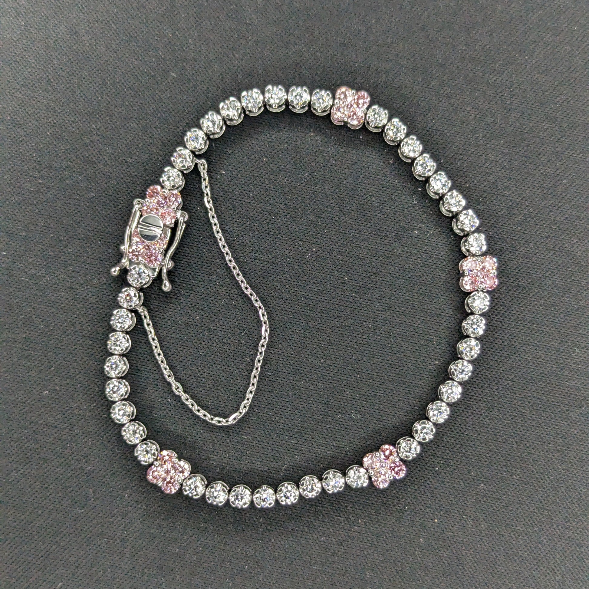 10.00tcw Pink And White Lab Diamond Tennis Bracelet | DEF VVS–VS | IGI Certified