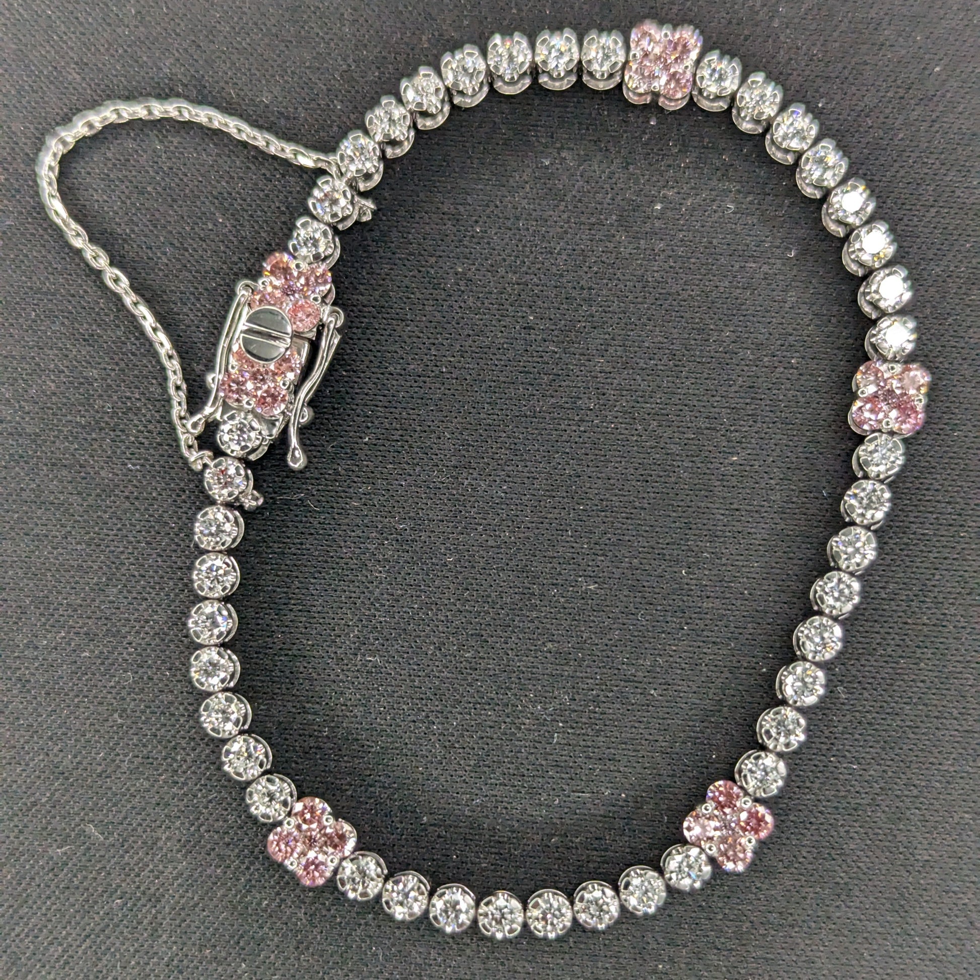 10.00tcw Pink And White Lab Diamond Tennis Bracelet | DEF VVS–VS | IGI Certified