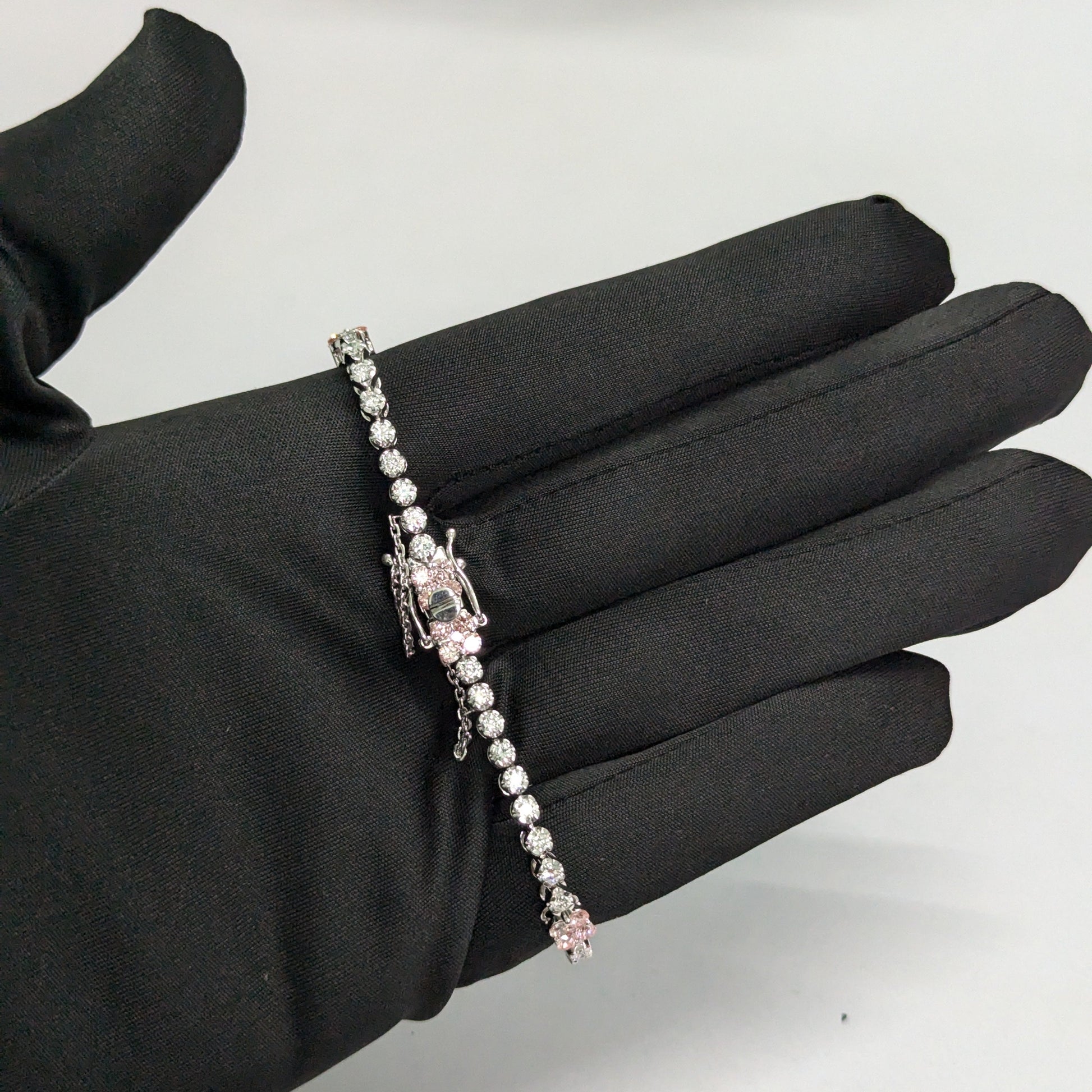 10.00tcw Pink And White Lab Diamond Tennis Bracelet | DEF VVS–VS | IGI Certified