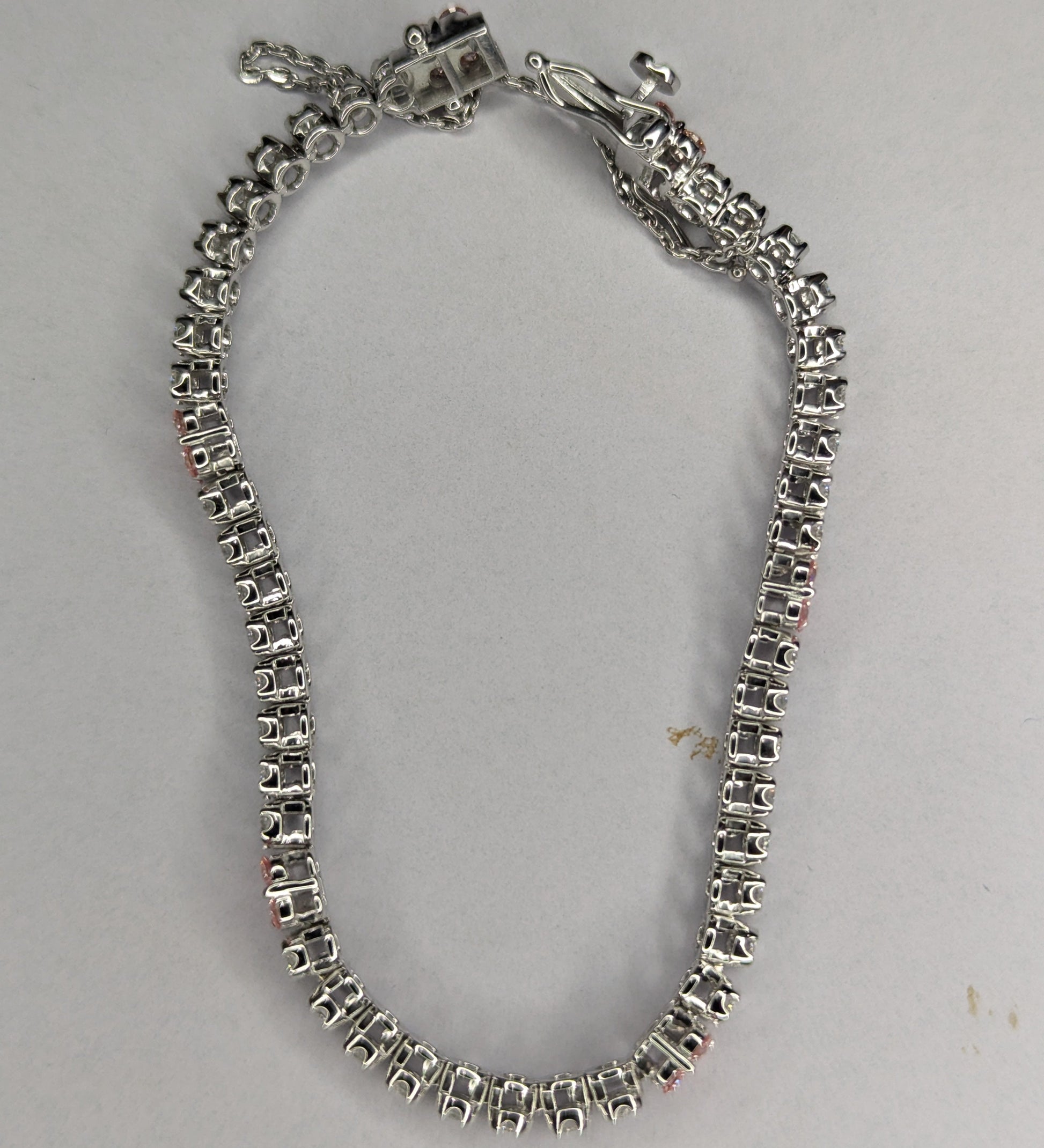 10.00tcw Pink And White Lab Diamond Tennis Bracelet | DEF VVS–VS | IGI Certified