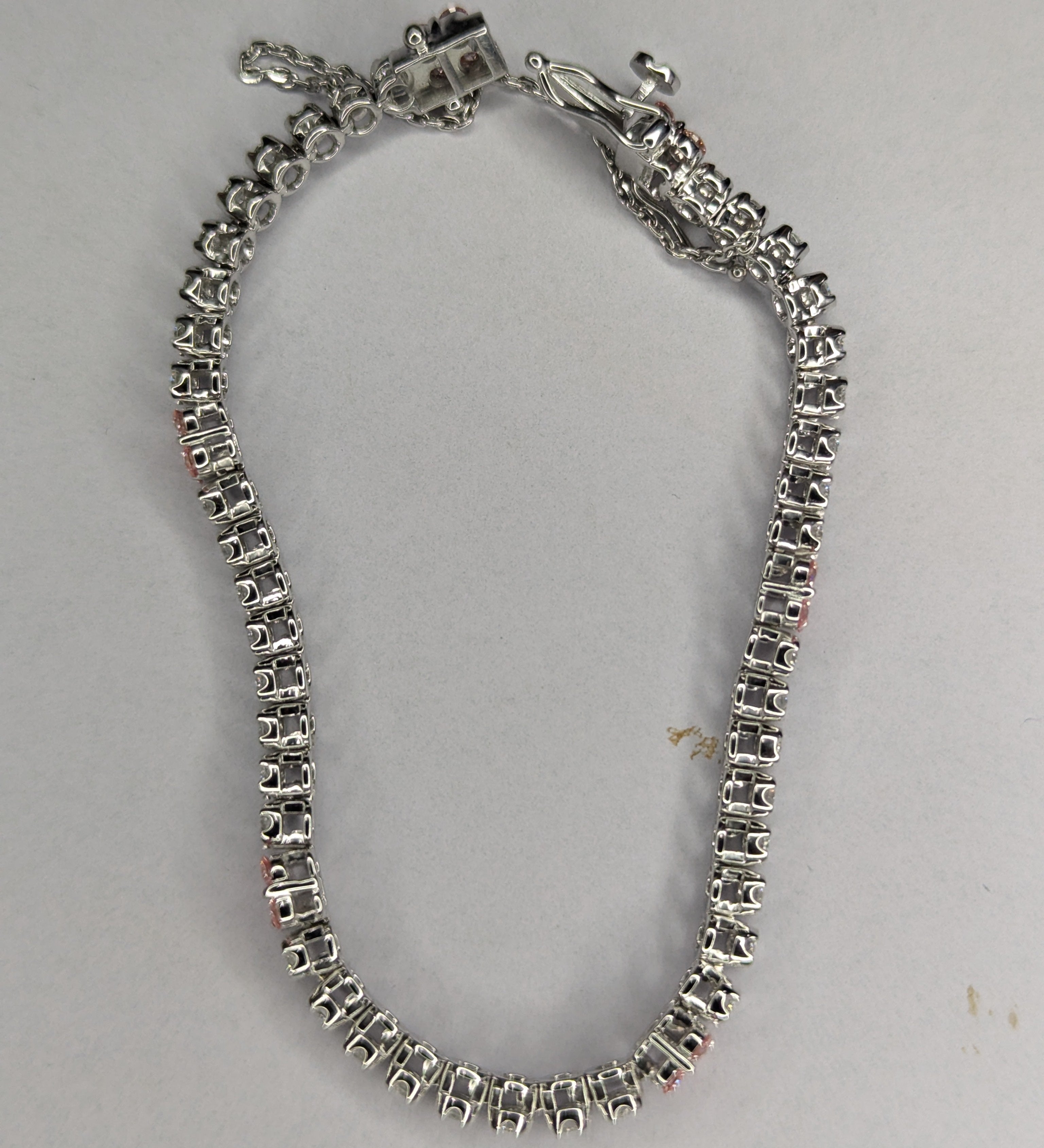 10.00tcw Pink And White Lab Diamond Tennis Bracelet | DEF VVS–VS | IGI Certified