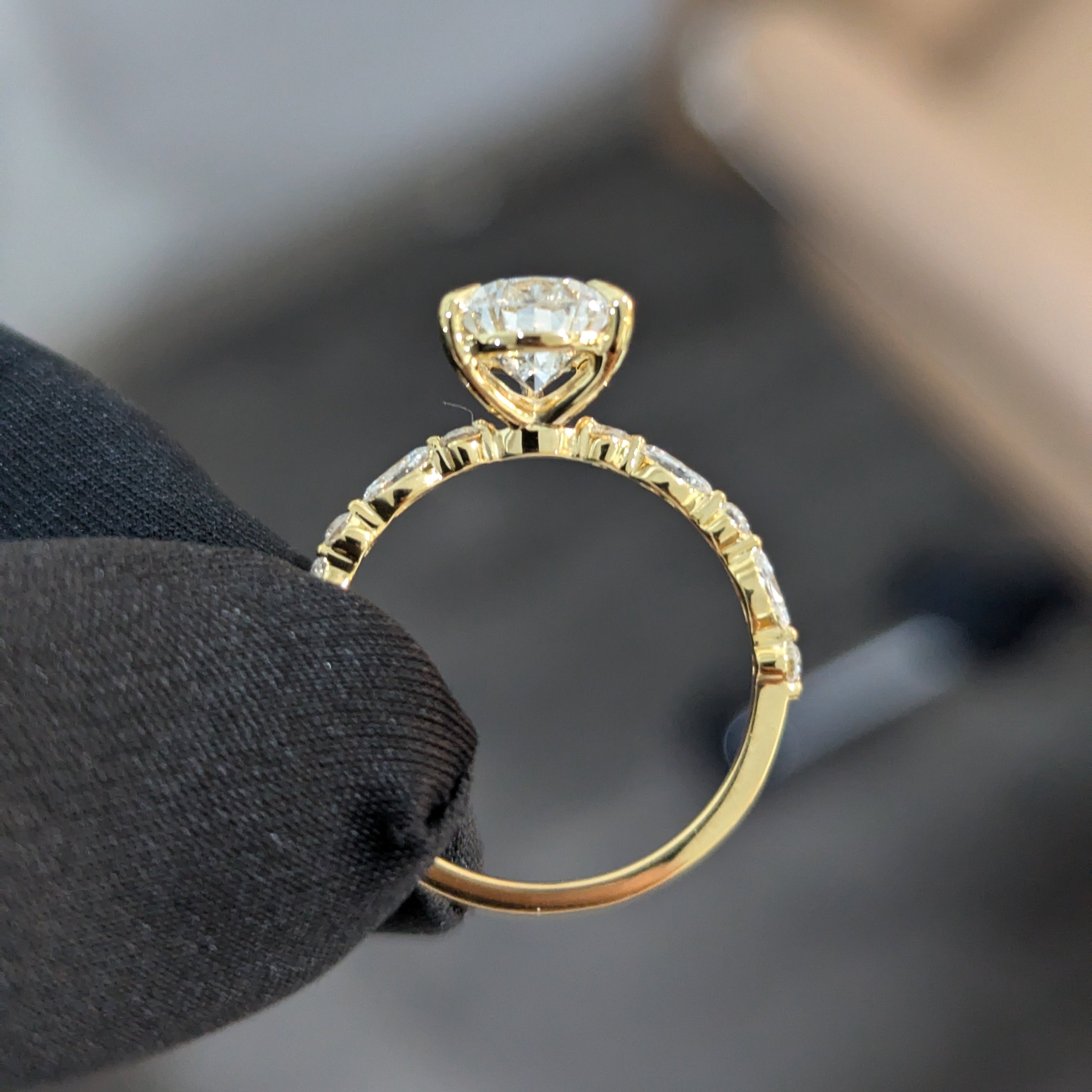 Pear 3.15tcw Lab Grown Diamond Side Stone Engagement Ring, DEF Color, VVS-VS Clarity - IGI Certificate