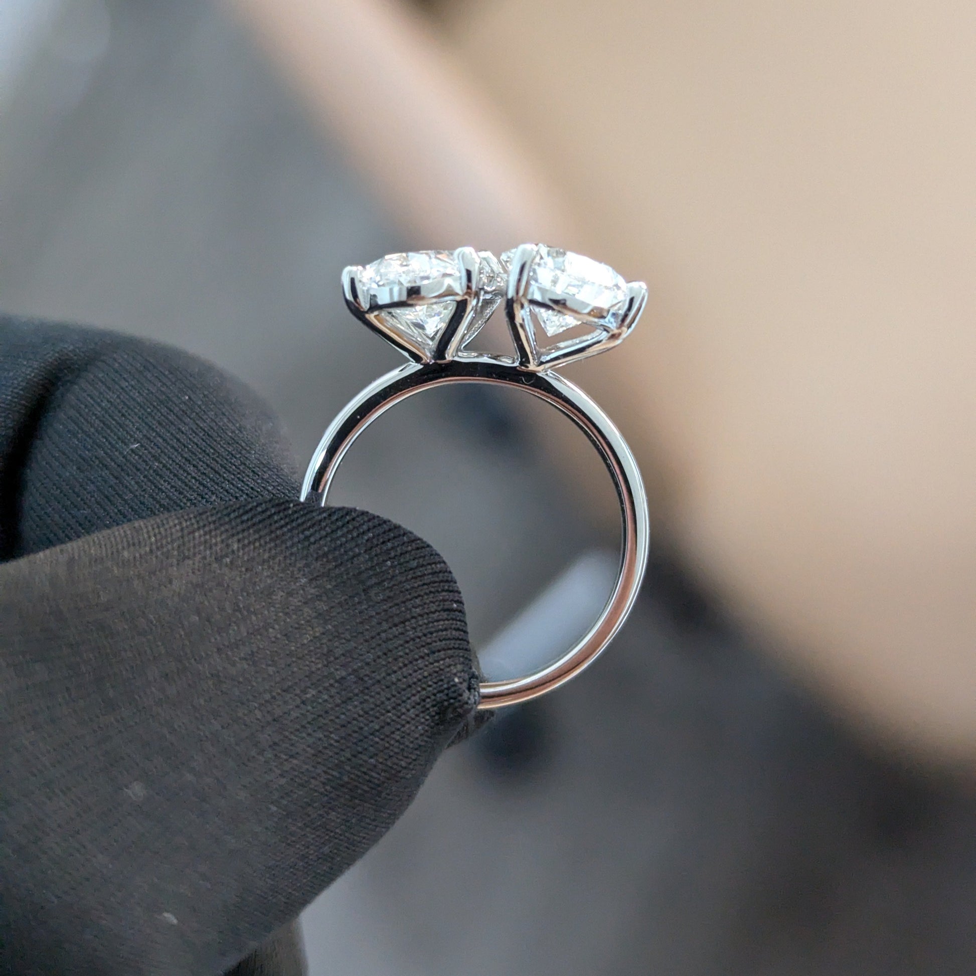 Oval & Pear 4.00ct Lab Grown Diamond Toi Et Moi Ring | IGI Certified