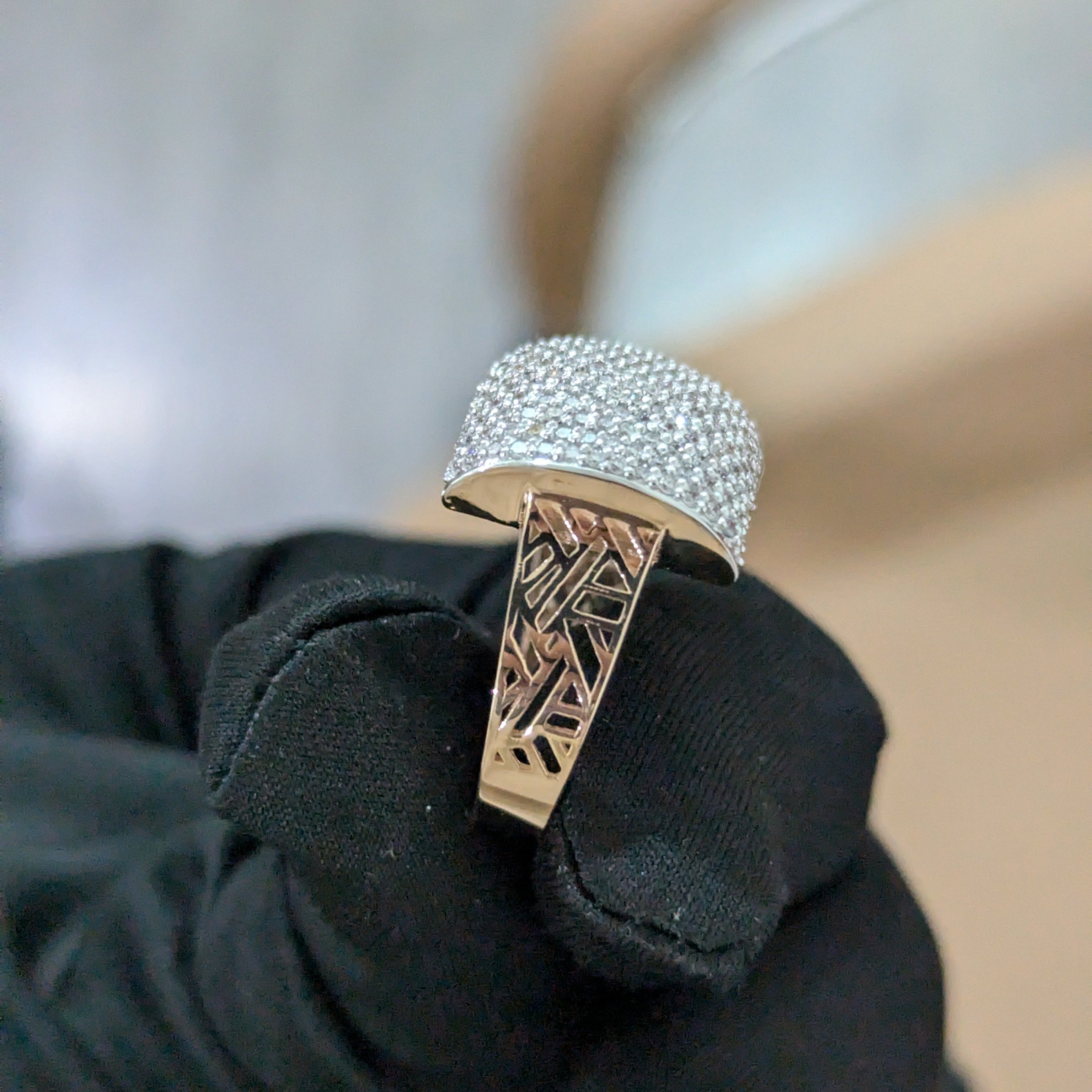Round 1.50ct Lab Grown Diamond Pave Set Men's Ring, EF Color, VS Clarity - IGI Certificate